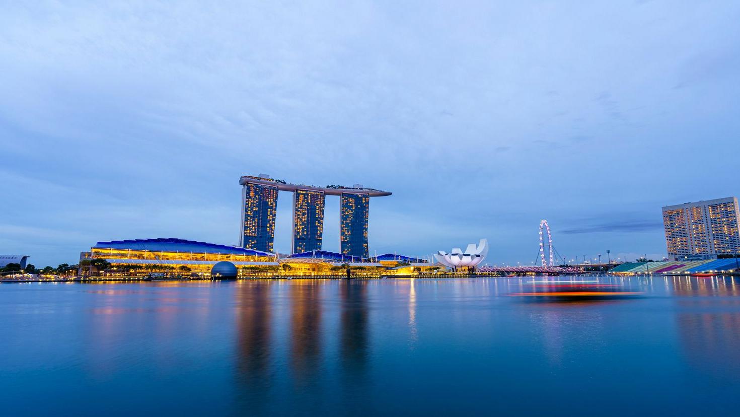 Luxury casino resort skyline at twilight